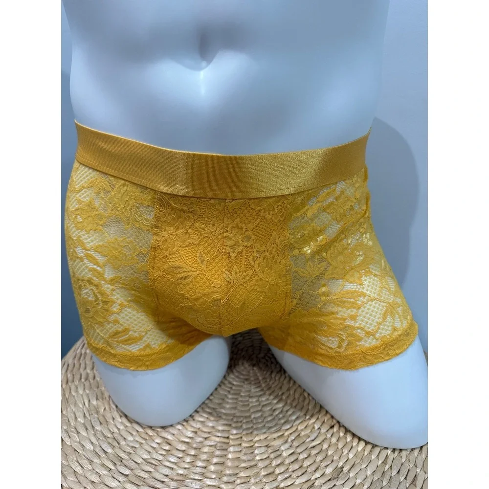 Cosabella Never Say Never Lace Classic Trunk Boxer Brief yellow size S